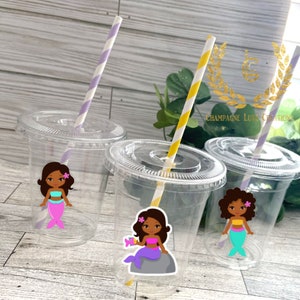 African American Mermaid Party Cups, African American Mermaid, Mermaid Party Cups, African American, Birthday Party Cups, Party Decor, image 2