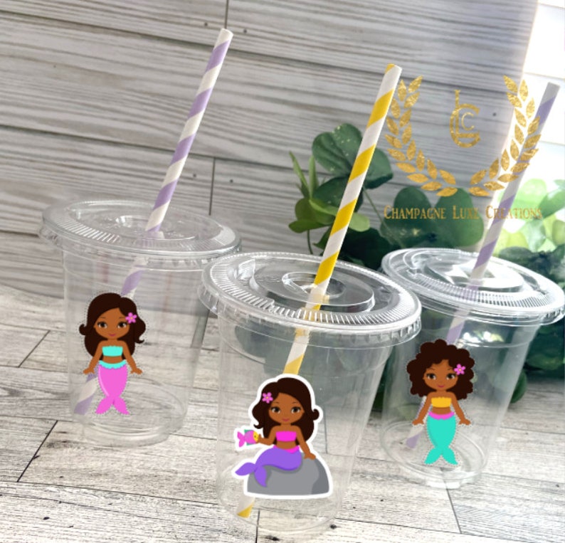 African American Mermaid Party Cups, African American Mermaid, Mermaid Party Cups, African American, Birthday Party Cups, Party Decor, image 2