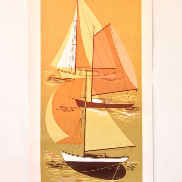Mid-Century Modern Sailboat Print Walton Butts