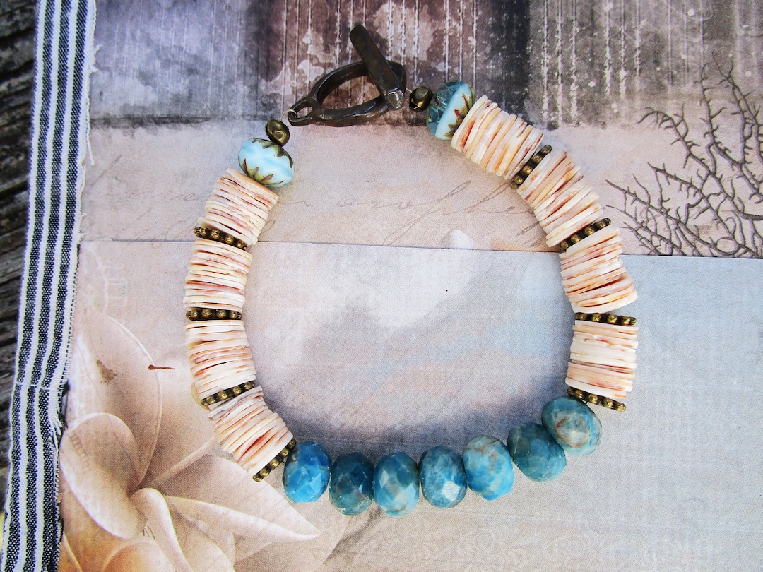 Bracelet Beach Bracelet Recycled Shell Heishi Beads Etsy