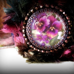 Bracelet, Beaded, Velvet, Handmade, Bangle, Shabby Chic