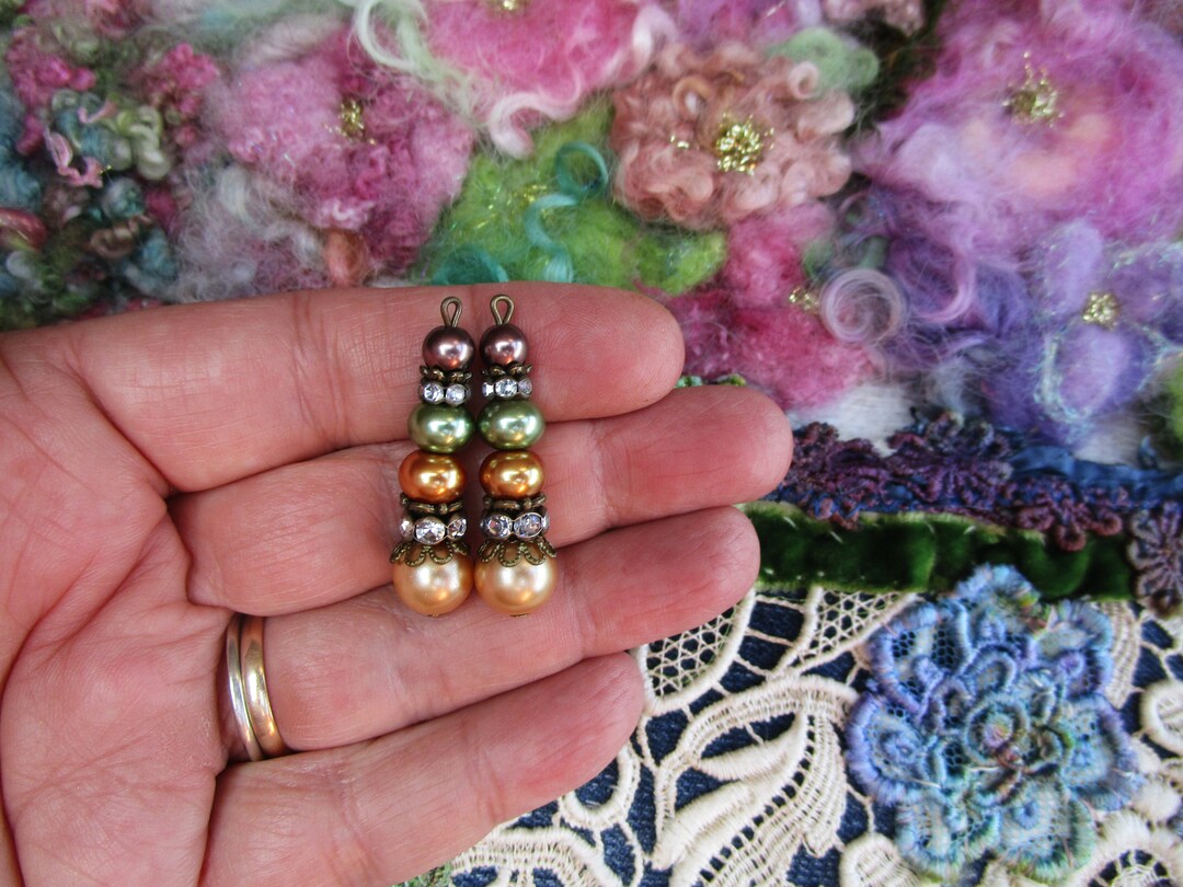 Beads, Set of 2, Handmade, Multi Color Pearl Beads, Craft Supplies