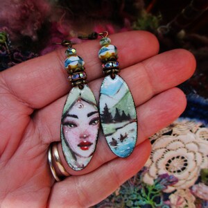 Earrings, Asymmetrical, Trees, A walk in the woods, Tranquil, Handmade, Gift Ideas