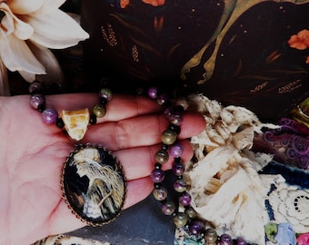 Necklace, Handmade, One of a Kind, Beaded Pendant Necklace, Bohemian