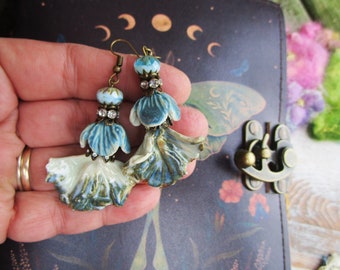 Earrings, Asymmetrical Earrings, Ocean Treasures, Handmade, Rustic, Ocean Waves