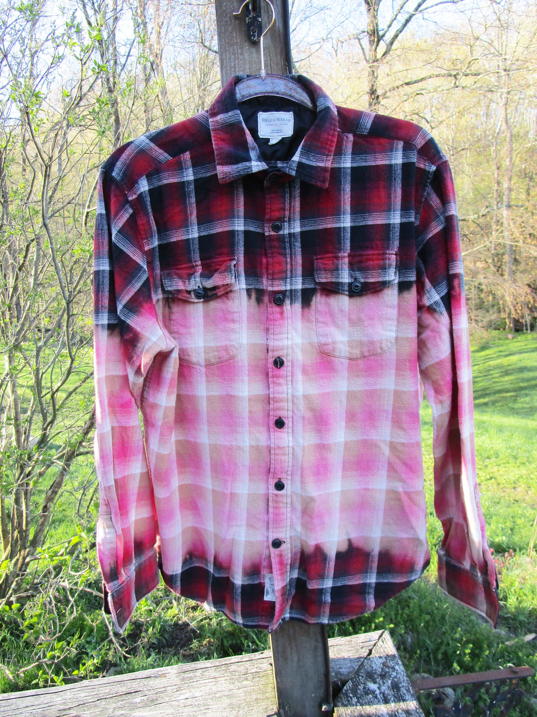 Vintage Distressed Flannel Dip Bleached Men's Flannel Etsy