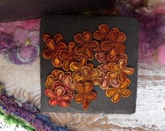 Flowers, Appliques, Set of 17,  Embellishments, Bohemian Decor, Craft Supplies, Destash, DIY