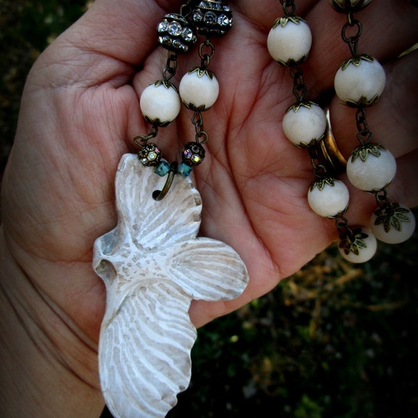 Necklace, Handmade, Gorgeous Artistic Owl with Beautiful Stone Beads, Gift Ideas