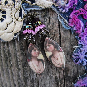 Earrings, Handmade, One of a Kind, Dangle Earrings, Shabby Chic