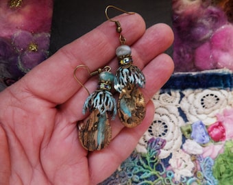 Earrings, Driftwood, Rustic, Ocean Jewelry, One of a Kind, Handmade