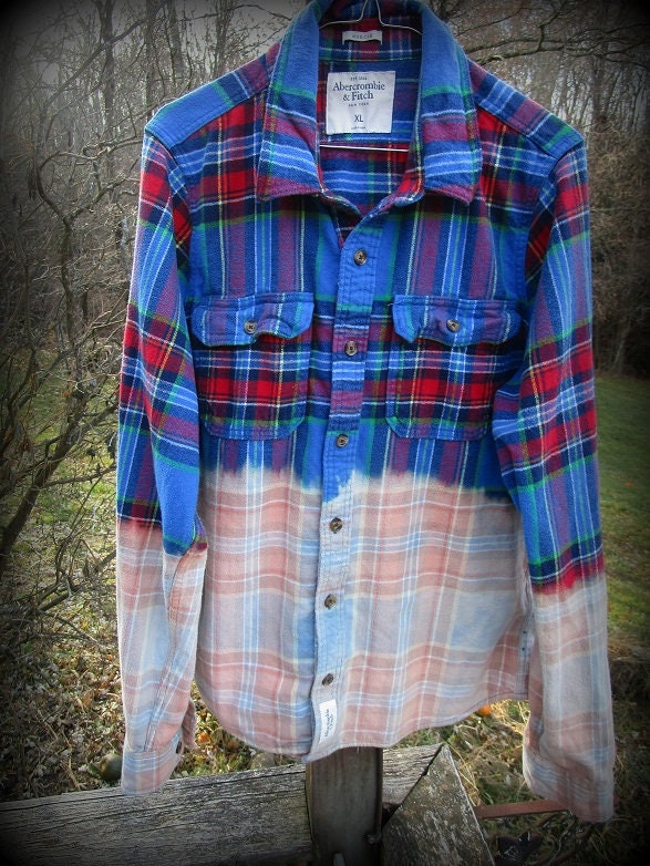 Bleached Flannel Vintage Flannel Distressed Flannel Grunge Etsy
