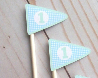 Golf Flag Cupcake Toppers, Golf Flag Cupcake Picks, Golf Party Picks, Hole in One, Golf Party Theme, Set of 12
