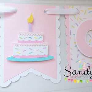 Birthday Cake Highchair Banner, Sprinkle Cake Banner, Confetti Cake Banner, Sprinkle Cake Party Theme, One Banner, Two Banner, Pastel image 1