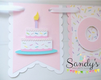 Birthday Cake Highchair Banner, Sprinkle Cake Banner, Confetti Cake Banner, Sprinkle Cake Party Theme, One Banner, Two Banner, Pastel