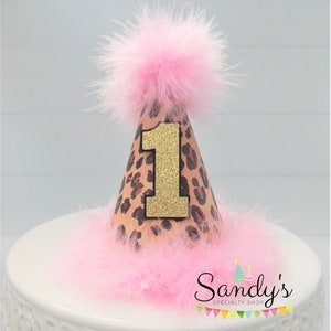 Leopard Mini Party Hat, Wild One Party Hat, Cheetah Mini Party Hat, Leopard Birthday Hat, Leopard Pattern, Glitter Gold, Pink, Black