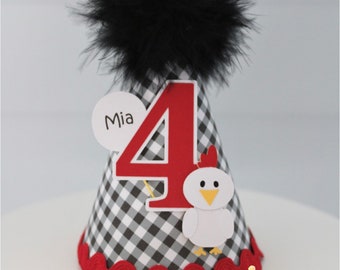 Chicken Mini Party Hat, Farm Mini Party Hat, Chicken Mini Birthday Party Hat, Barnyard Party, Personalized