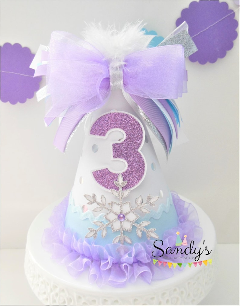 Birthday Party Pink and Gold Snow Snowflake Party Hat Girl Winter Birthday Party Winter Birthday| Birthday Hat