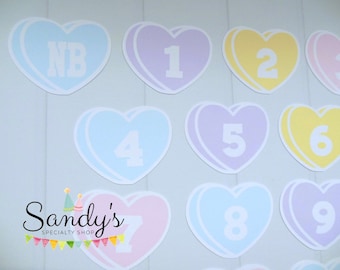 Heart Photo Banner, Candy Heart Photo Banner, First Year Photo Banner, 1st Year Photo Banner, Milestone Banner, Valentine's Day Birthday