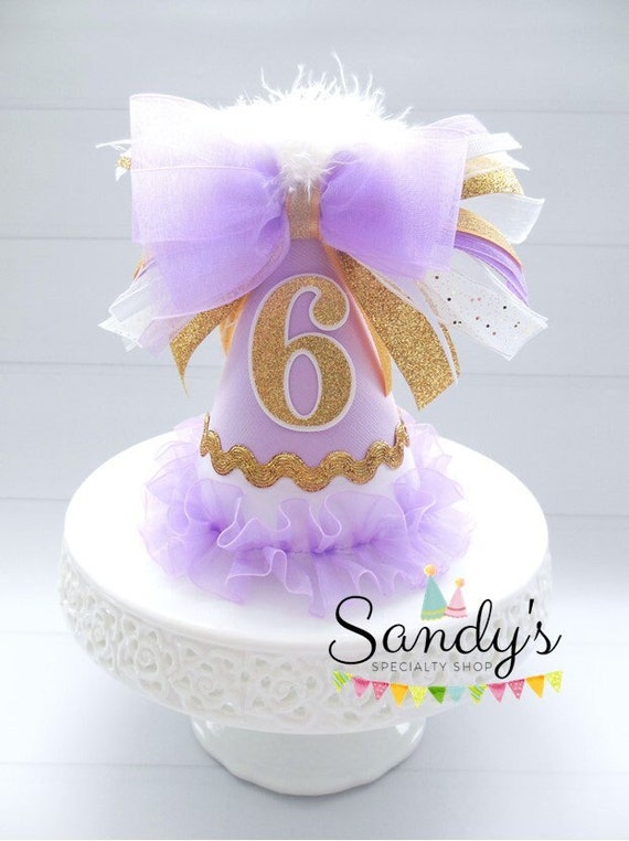 Mini Party Hat, Purple Mini Party Hat, Purple and Gold, Mini Birthday Party Hat, Small Party Hat, Princess Party, Mini Sized Il_570xn