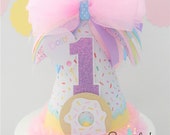 Donuts and Sprinkles Birthday Party Hat, Bakery Party, White Sprinkles, Light  Pink, Yellow, Light Blue, Light Purple, Personalized Il_170x135