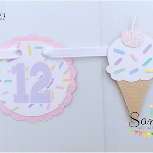 Ice Cream Photo Banner, First Year Photo Banner, 1st Year Photo Banner, Milestone Banner, Newborn to 1 Year, Ice Cream and Sprinkles Theme image 4