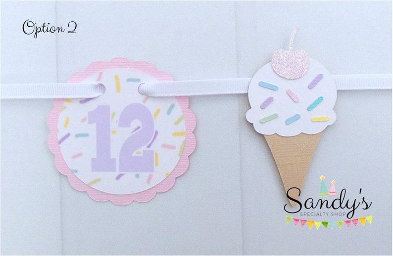 Ice Cream Photo Banner, First Year Photo Banner, 1st Year Photo Banner, Milestone Banner, Newborn to 1 Year, Ice Cream and Sprinkles Theme image 4