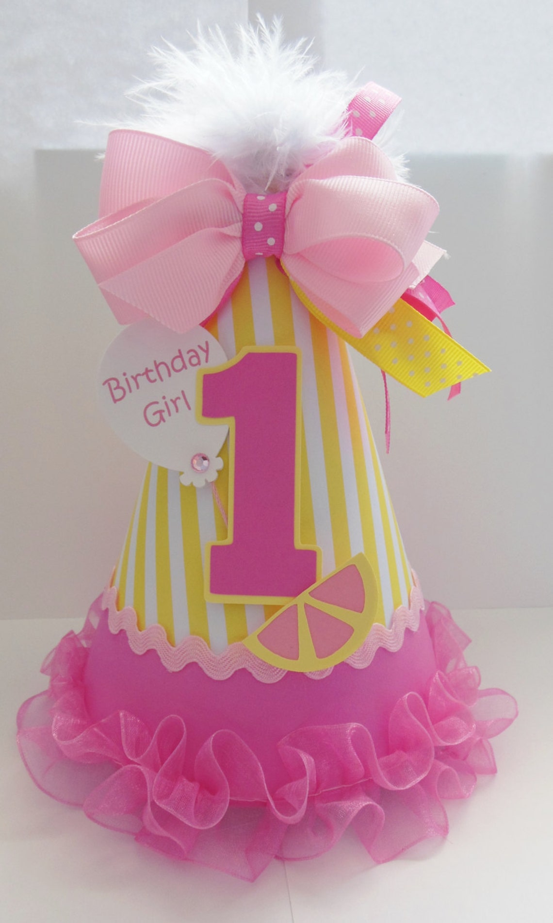 Lemonade Birthday Party Hat Lemon Party Hat Yellow Stripe Etsy