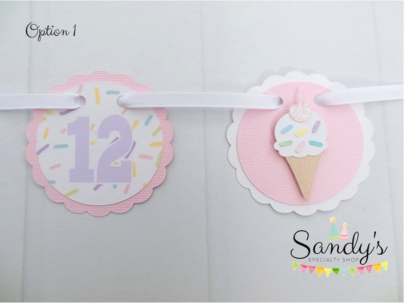 Ice Cream Photo Banner, First Year Photo Banner, 1st Year Photo Banner, Milestone Banner, Newborn to 1 Year, Ice Cream and Sprinkles Theme image 3