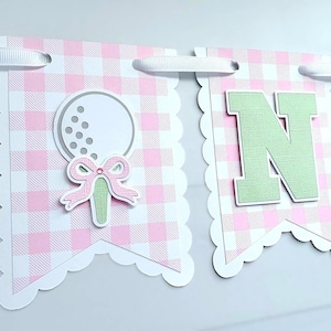 Golf Highchair Banner, Golf Banner, Golf One Banner, Golf Two Banner, Hole in One Theme, Golf Party, Golf Par-Tee, Pink Gingham, Green