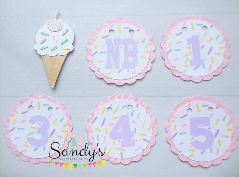 Ice Cream Photo Banner, First Year Photo Banner, 1st Year Photo Banner, Milestone Banner, Newborn to 1 Year, Ice Cream and Sprinkles Theme image 5