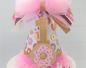 Donut Birthday Party Hat, Donut Birthday, Bakery Party, Donuts, Pink, Gold, Brown, Personalized Il_170x135