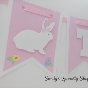 "Some Bunny Is One" High Chair Banner - Easter Rabbit First Birthday Decor For Girls, Spring Baby Shower Party Decoration