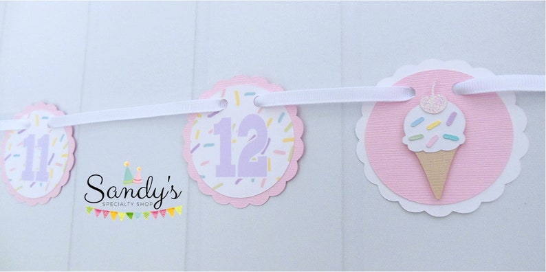Ice Cream Photo Banner, First Year Photo Banner, 1st Year Photo Banner, Milestone Banner, Newborn to 1 Year, Ice Cream and Sprinkles Theme image 8