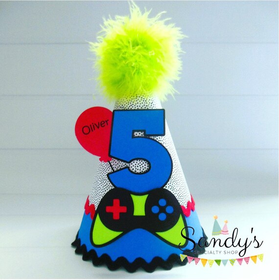 Video Game Party Hat, Video Game Birthday Hat, Video Game Theme, Video