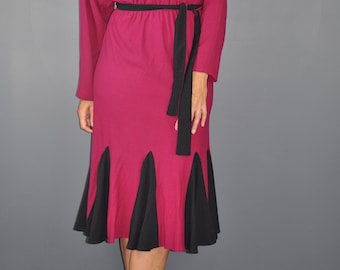 80s Fuchsia Wool Blend Dress S