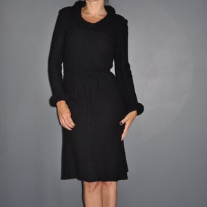 60s Black Sweater Dress S
