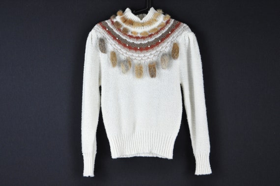 80s Fur Sweater Sweater - Small | Unique Vintage … - image 1