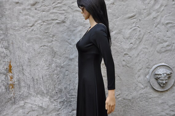 70s Black Long Sleeve Party Maxi Dress - XS | Vin… - image 6