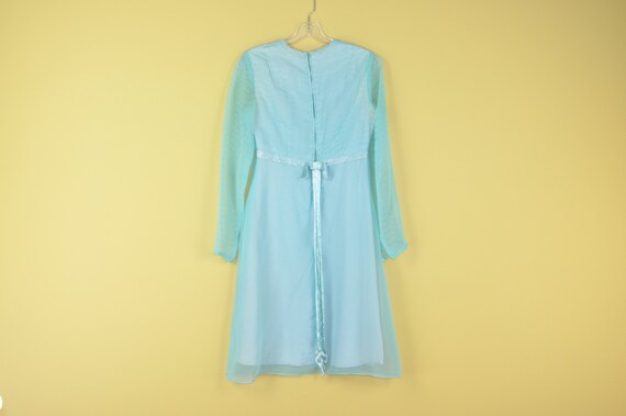 60s Chiffon Dress - Small | Vintage Aqua Chiffon … - image 2