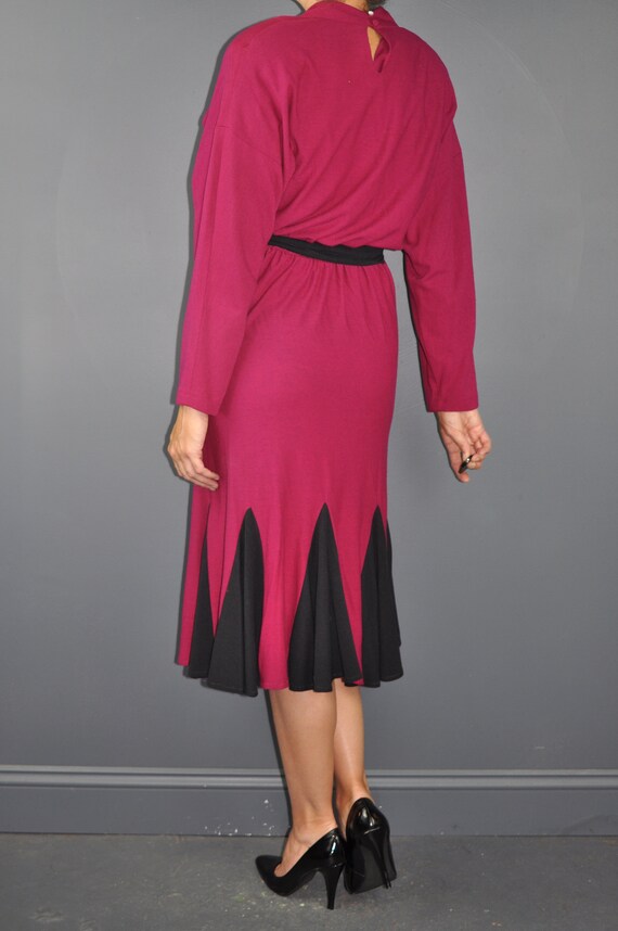 80s Fuchsia Wool Blend Dress S - image 7