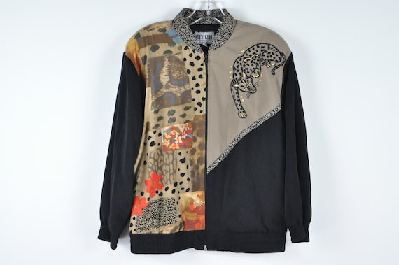 80s 90s Animal Print Patchwork Jacket - Small | Z… - image 1
