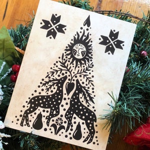 Deer Christmas Cards | Folk Art Holiday Stationary | Christmas Blank Cards | Pagan Holiday Cards | Illustrated Deer Cards | Winter Solstice