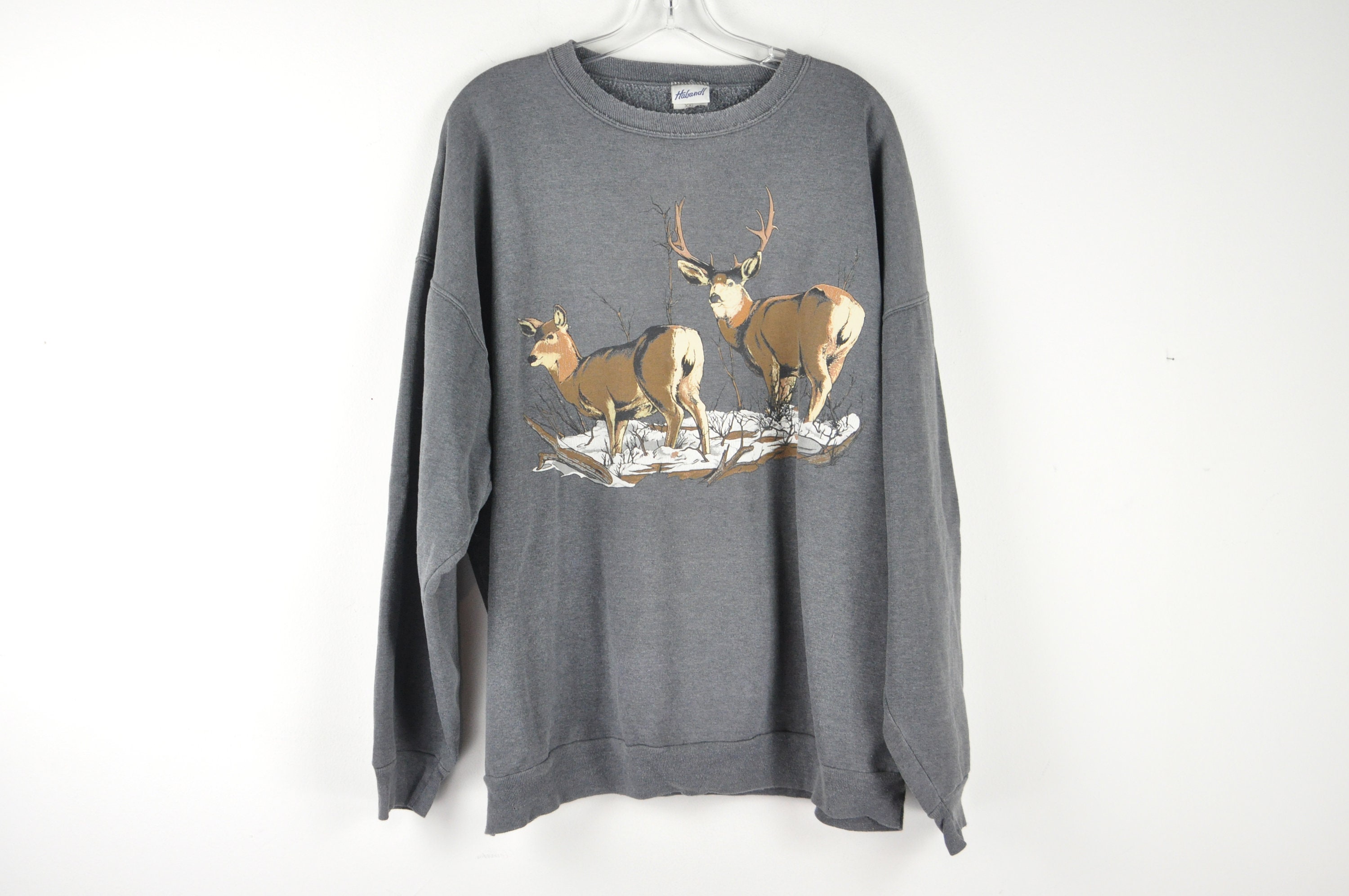 90s Deer Sweatshirt 2XL Animal Crewneck Sweatshirt - Etsy