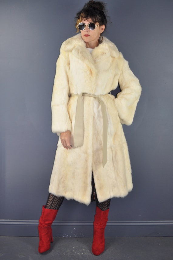 70s White Fur Coat S