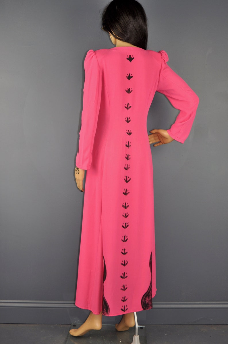Vintage Hand Painted 80s Bubble Gum Pink Long Sleeve Maxi - Etsy