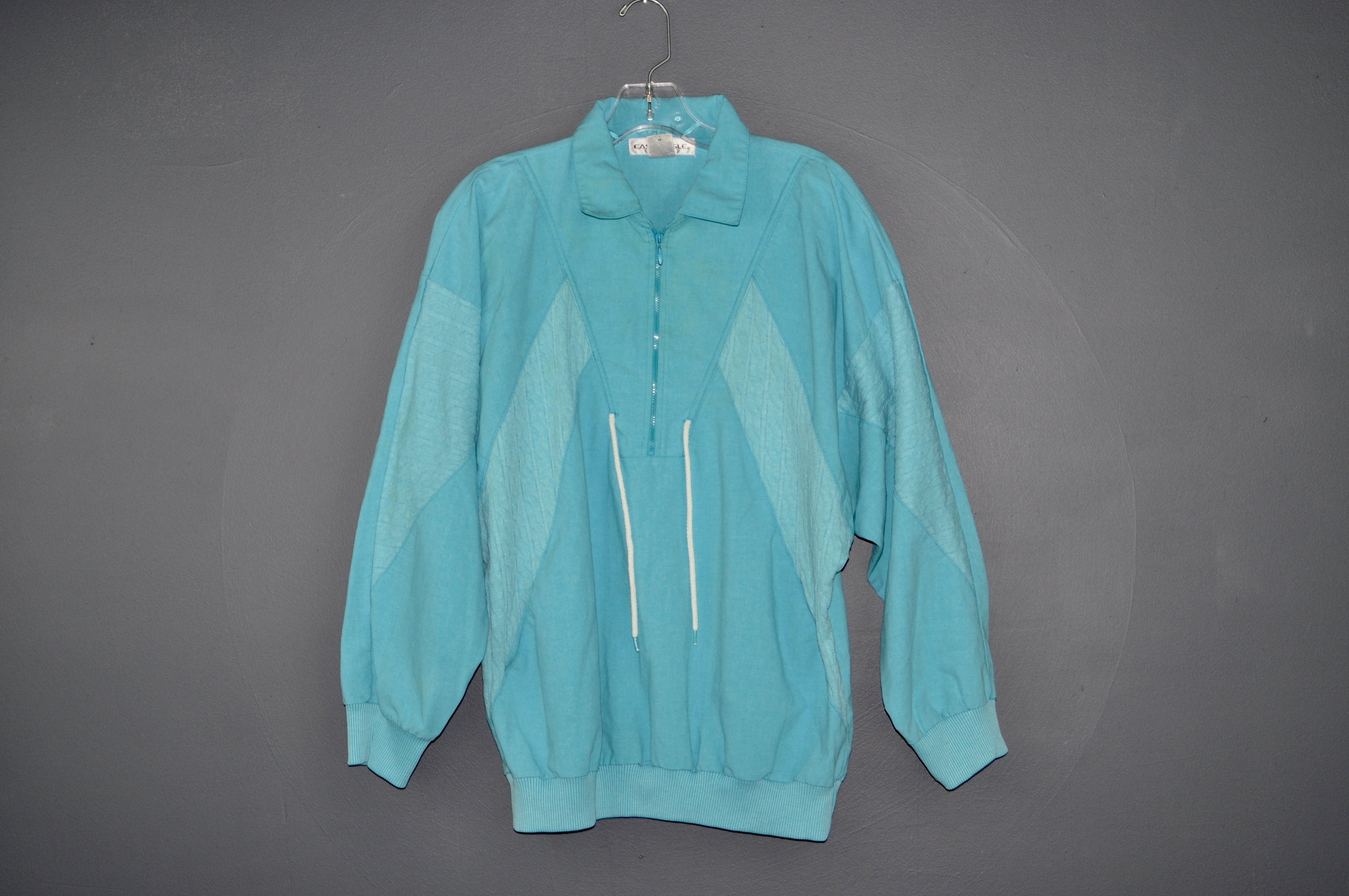80s Aqua Pullover Sweater Jacket Large 