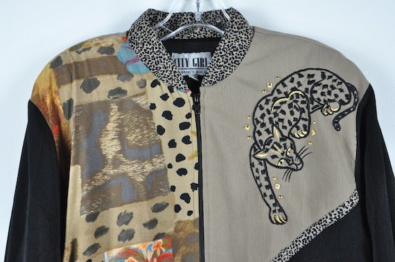 80s 90s Animal Print Patchwork Jacket - Small | Z… - image 4