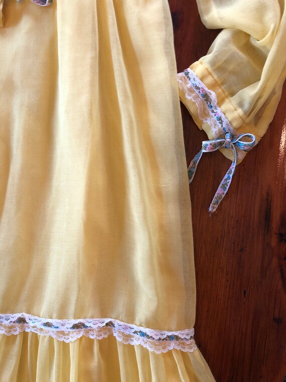 70s Yellow Prairie Dress S - image 6