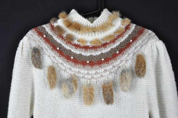 80s Fur Sweater Sweater - Small | Unique Vintage … - image 2