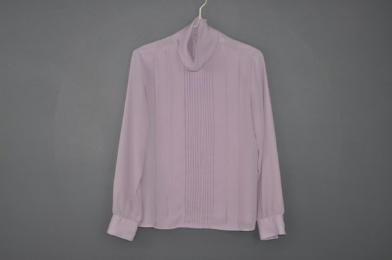 80s Lavender Secretary Blouse M - image 1